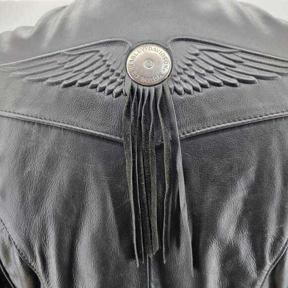 Vintage Harley Davidson Leather Biker Jacket Womens M Fringe Concho USA Made - Picture 9 of 15